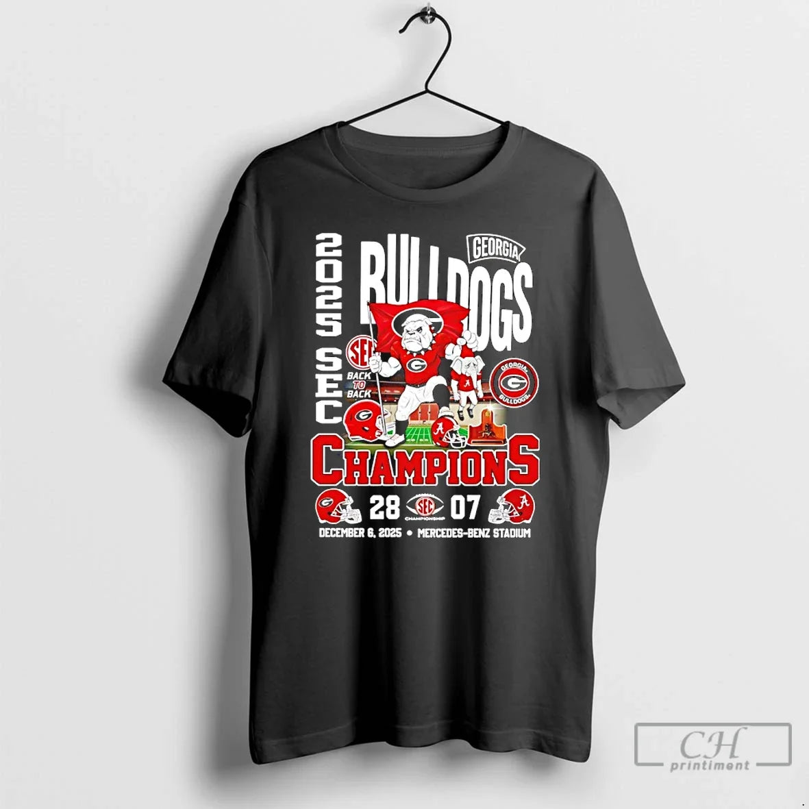 Classic Georgia Bulldogs 2025 Sec Champions Mascot - T-Shirt, Sweatshirt, Hoodie