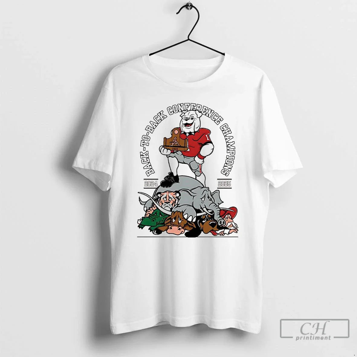 Classic Georgia Bulldogs 2025 Back To Back Conference Champions Mascot - T-Shirt, Sweatshirt, Hoodie