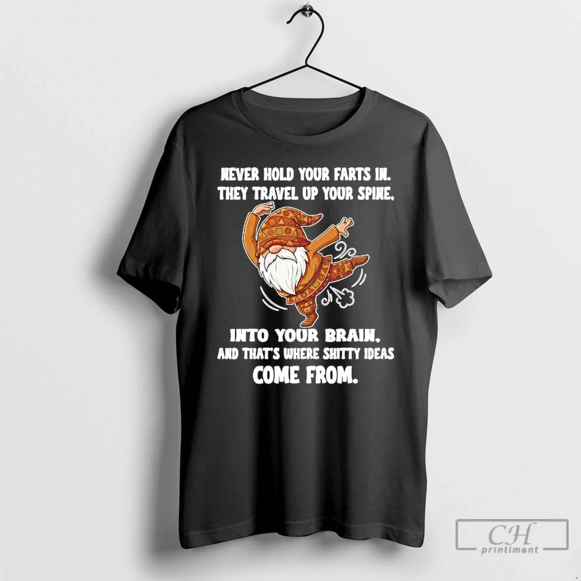 Classic Gnome Never Hold Your Farts In They Travel Up Your Spine T Shirts Sweater - T-Shirt, Sweatshirt, Hoodie