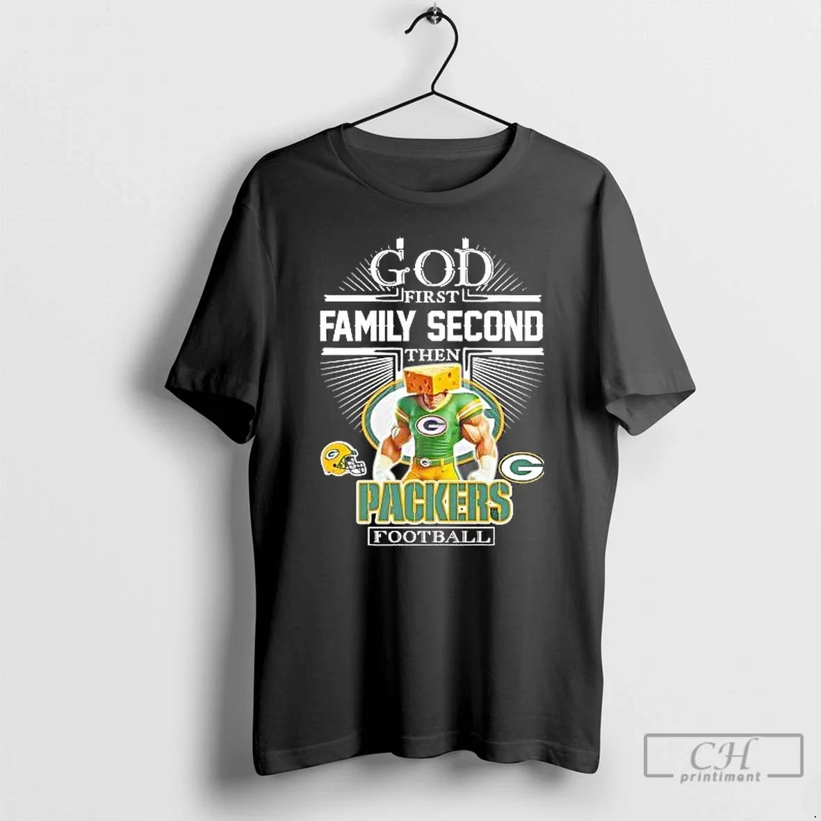 Classic God First Family Second Then Green Bay Packers Cheesehead Football - T-Shirt, Sweatshirt, Hoodie