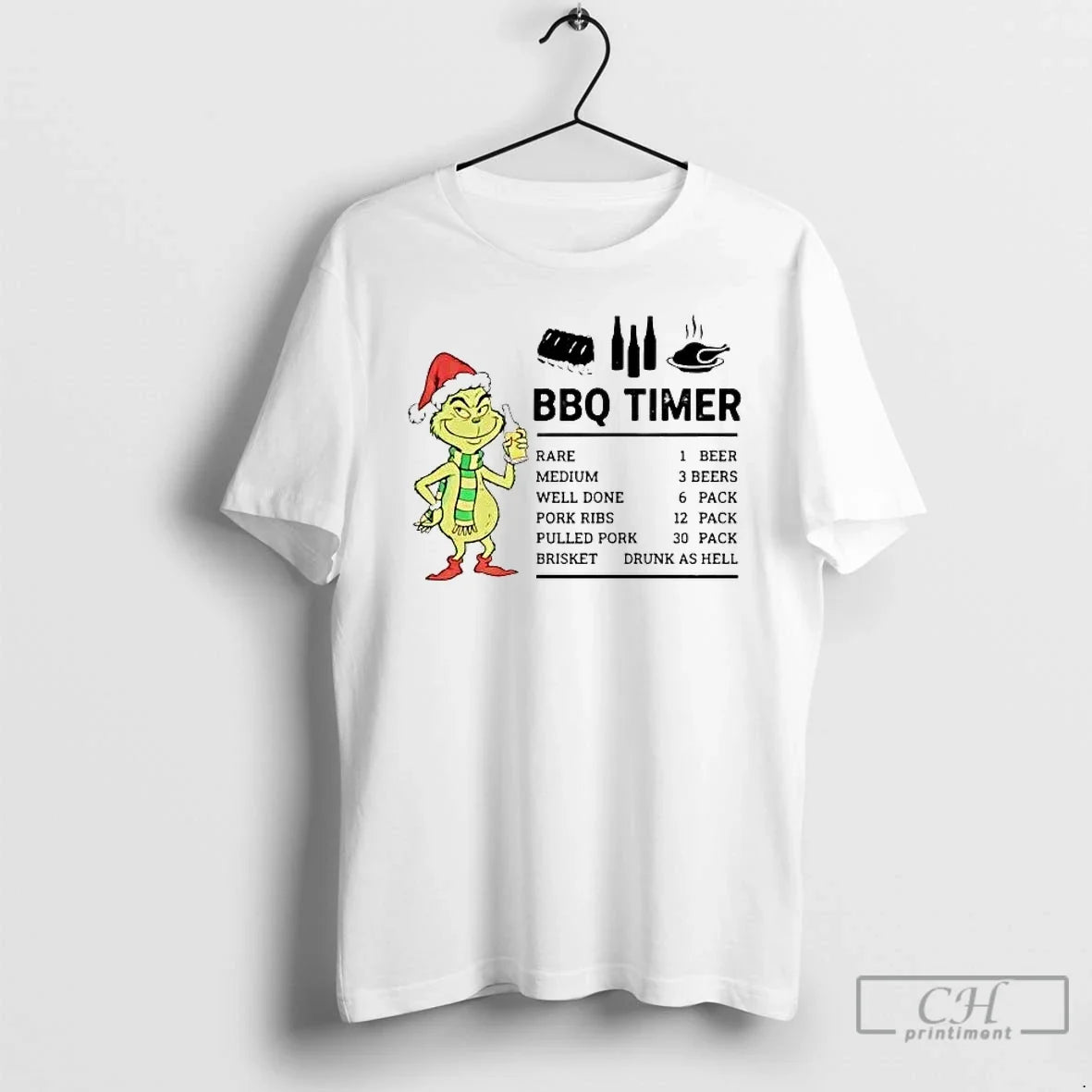 Classic Grinch Bbq Timer Brisket Drunk As Hell - T-Shirt, Sweatshirt, Hoodie