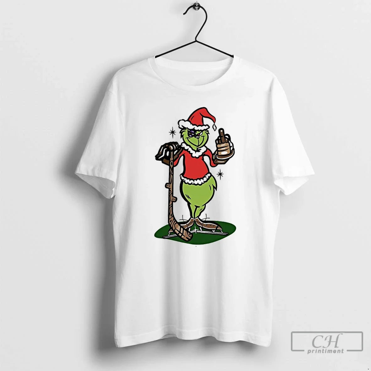 Classic Grinch Middle Finger Hockey - T-Shirt, Sweatshirt, Hoodie