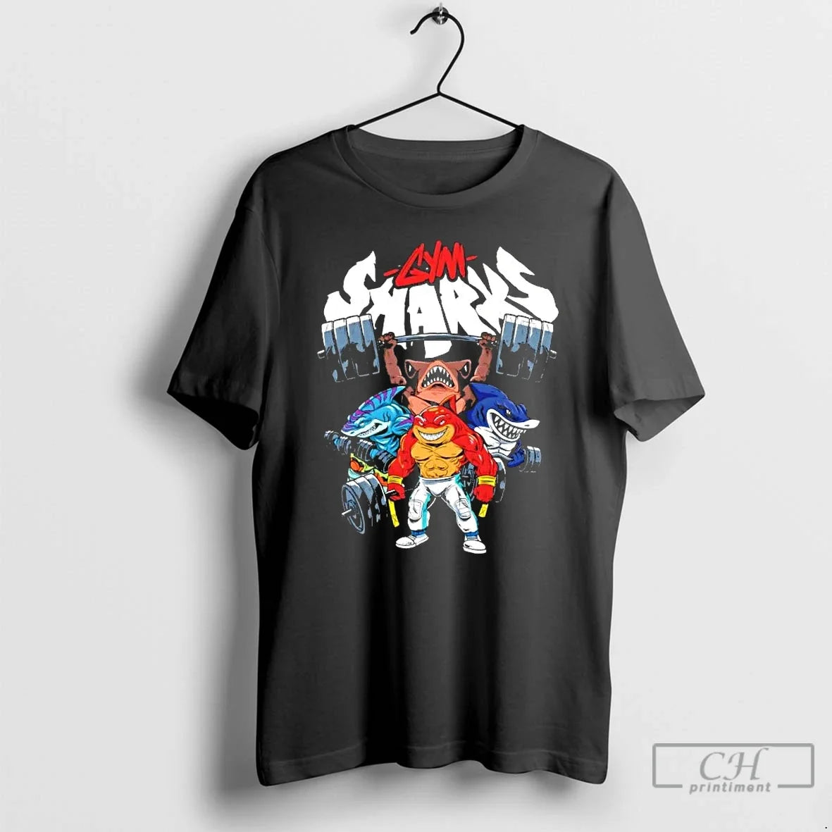 Classic Gym Sharks Fitted Cartoon Unisex T-shirt, Sweatshirt, Hoodie, Long Sleeve Tee - T-Shirt, Sweatshirt, Hoodie