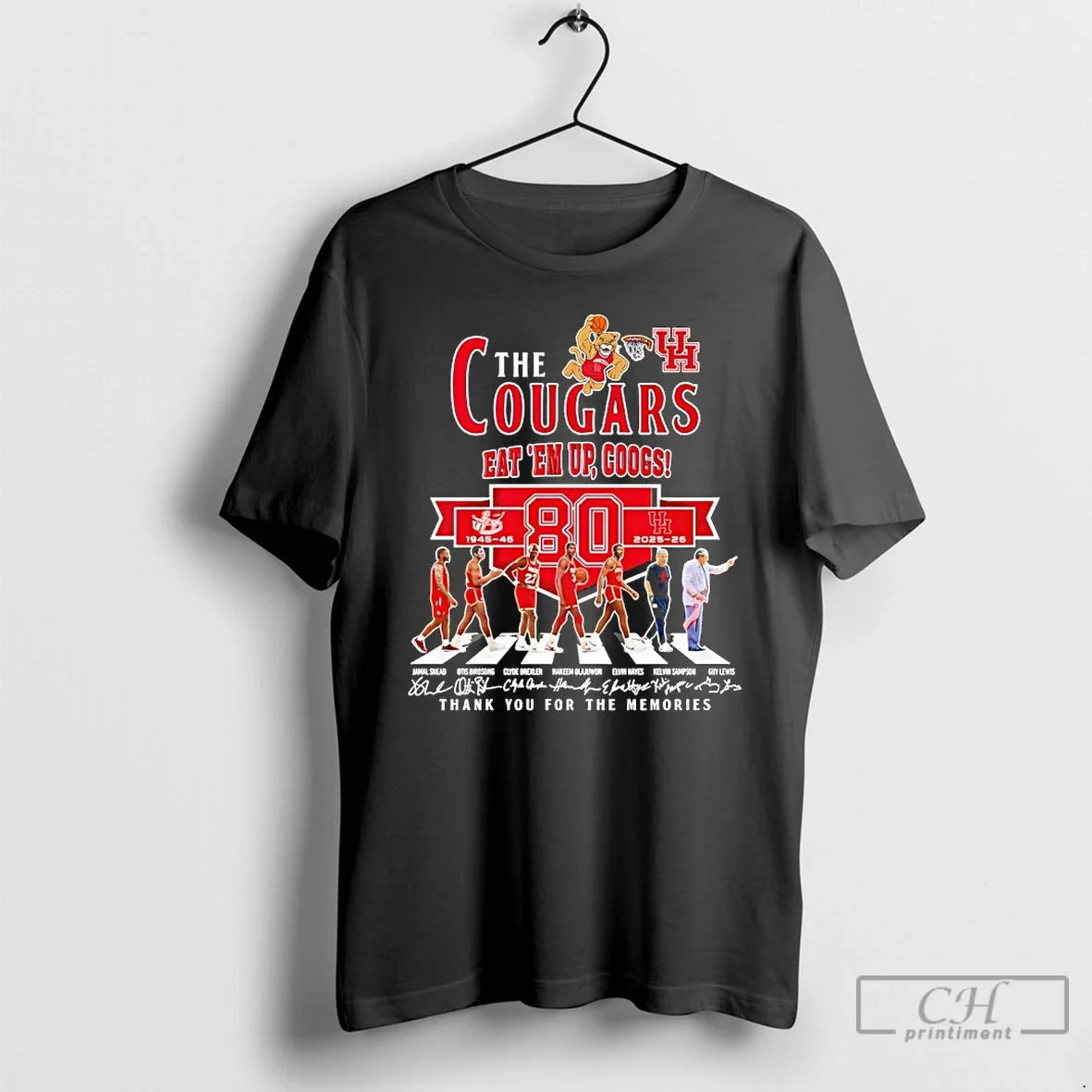 Classic Houston Cougars 80th Anniversary Eat Em Up Coogs Thank You For The Memories - T-Shirt, Sweatshirt, Hoodie