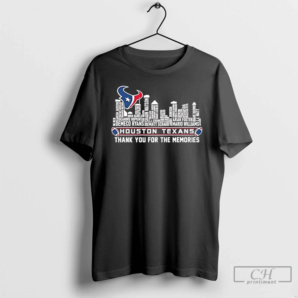 Classic Houston Texans City Players Names Thank You For The Memories - T-Shirt, Sweatshirt, Hoodie