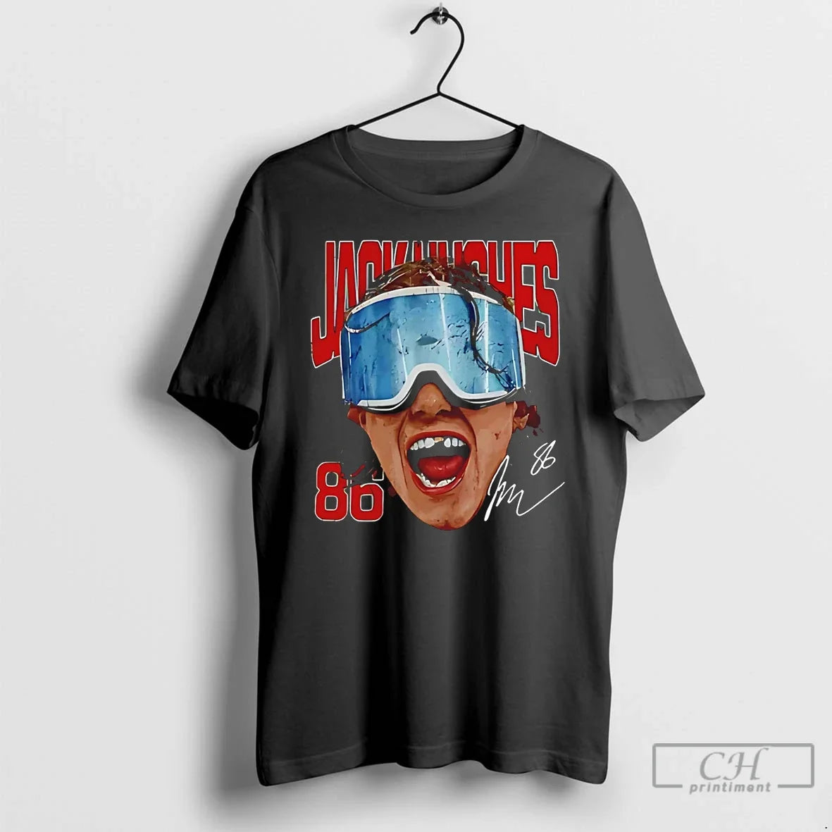 Classic Jack Hughes New Jersey Goggles sports jersey product view 1