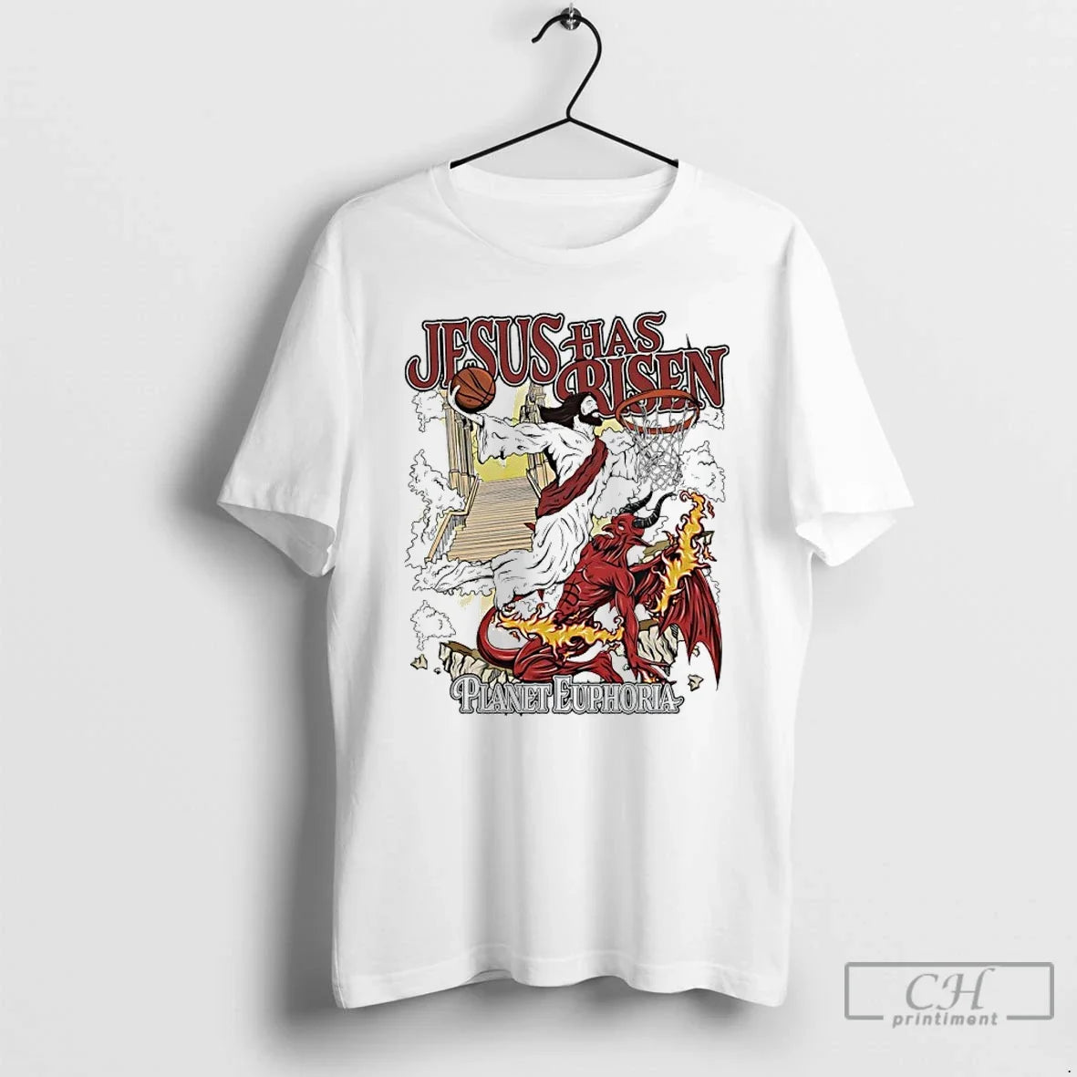 Classic Jesus Has Risen Vs Santa Devil Basketball Unisex T-shirt, Sweatshirt, Hoodie, Long Sleeve Tee - T-Shirt, Sweatshirt, Hoodie
