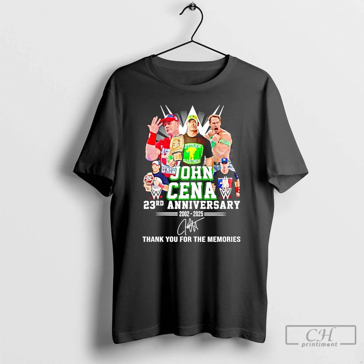 Classic John Cena 23rd Anniversary 2002 2025 Thank You For The Memories T Shirts Sweater - T-Shirt, Sweatshirt, Hoodie