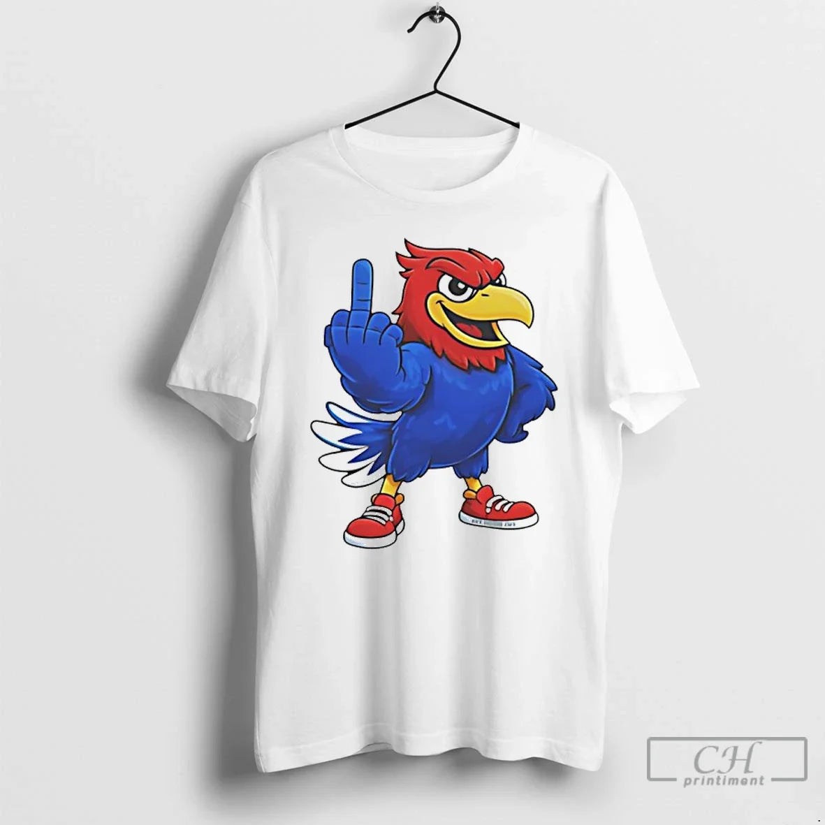 Classic Kansas Jayhawks Middle Finger Mascot - T-Shirt, Sweatshirt, Hoodie