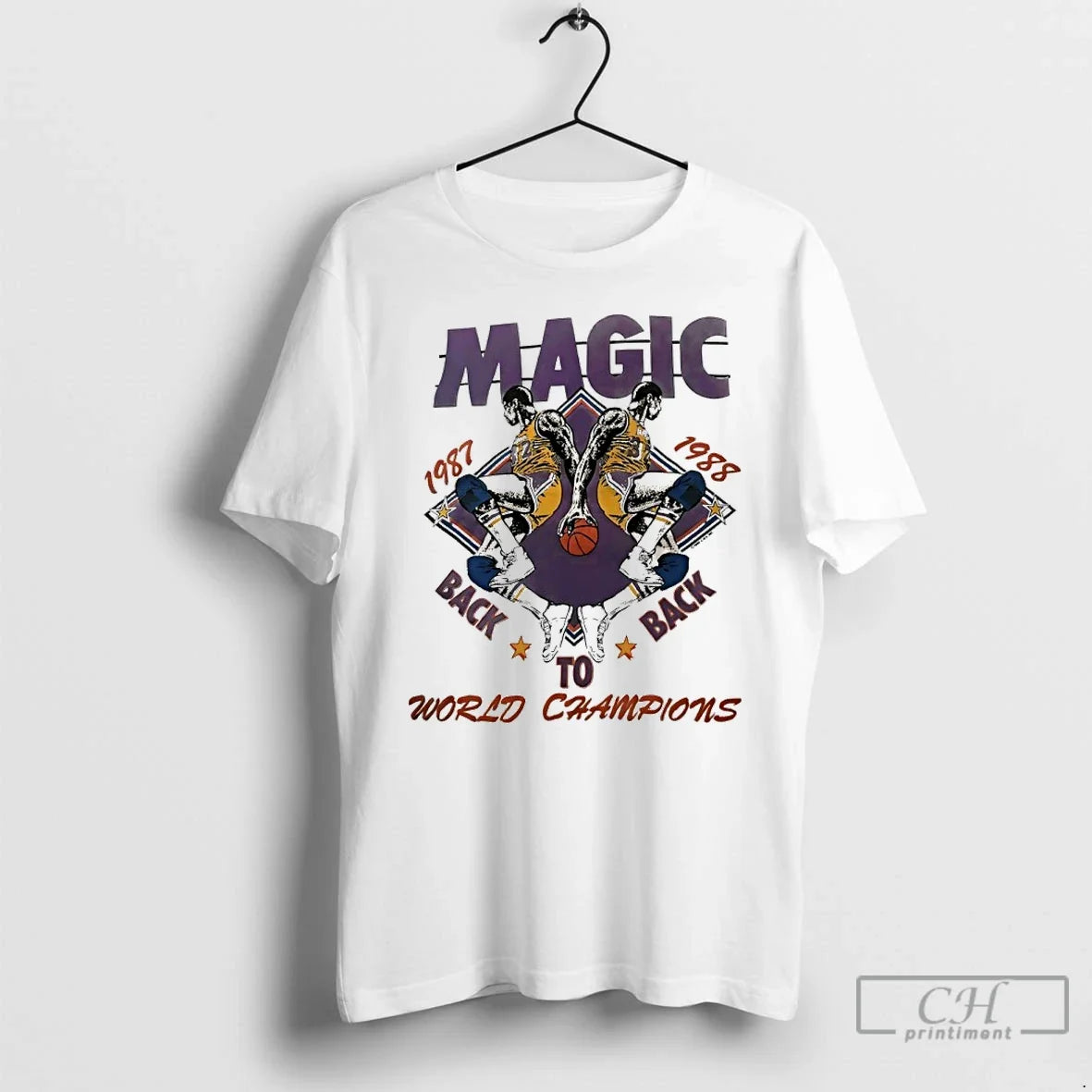 Classic Lakers Magic Johnson Back To Back 1987 1988 World Champions - T-Shirt, Sweatshirt, Hoodie
