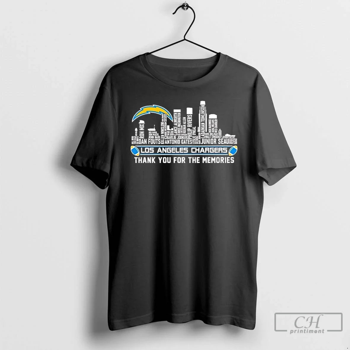 Classic Los Angeles Chargers City Players Names Thank You For The Memories T Shirts Sweater - T-Shirt, Sweatshirt, Hoodie