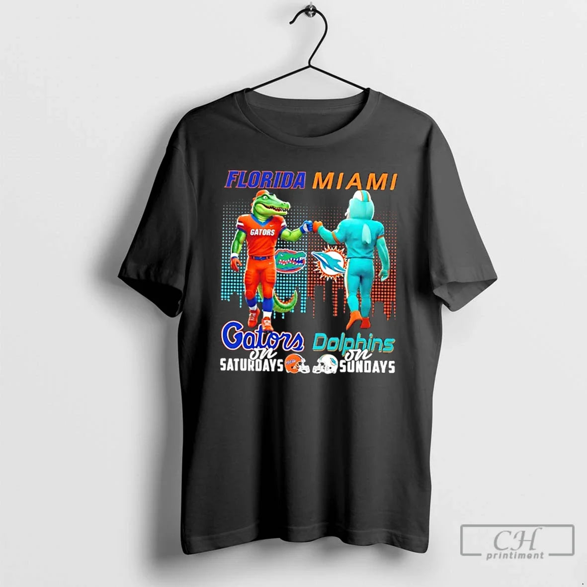 Classic Mascots Florida Gators On Saturdays X Miami Dolphins On Sundays Skyline T Shirts Sweater - T-Shirt, Sweatshirt, Hoodie
