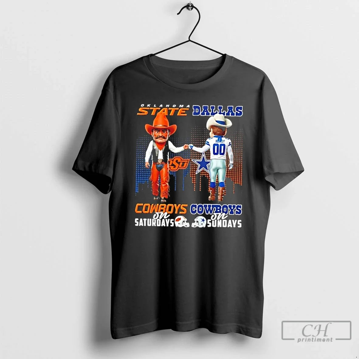 Classic Mascots Oklahoma State Cowboys On Saturdays X Dallas Cowboys On Sundays Skyline T Shirts - T-Shirt, Sweatshirt, Hoodie