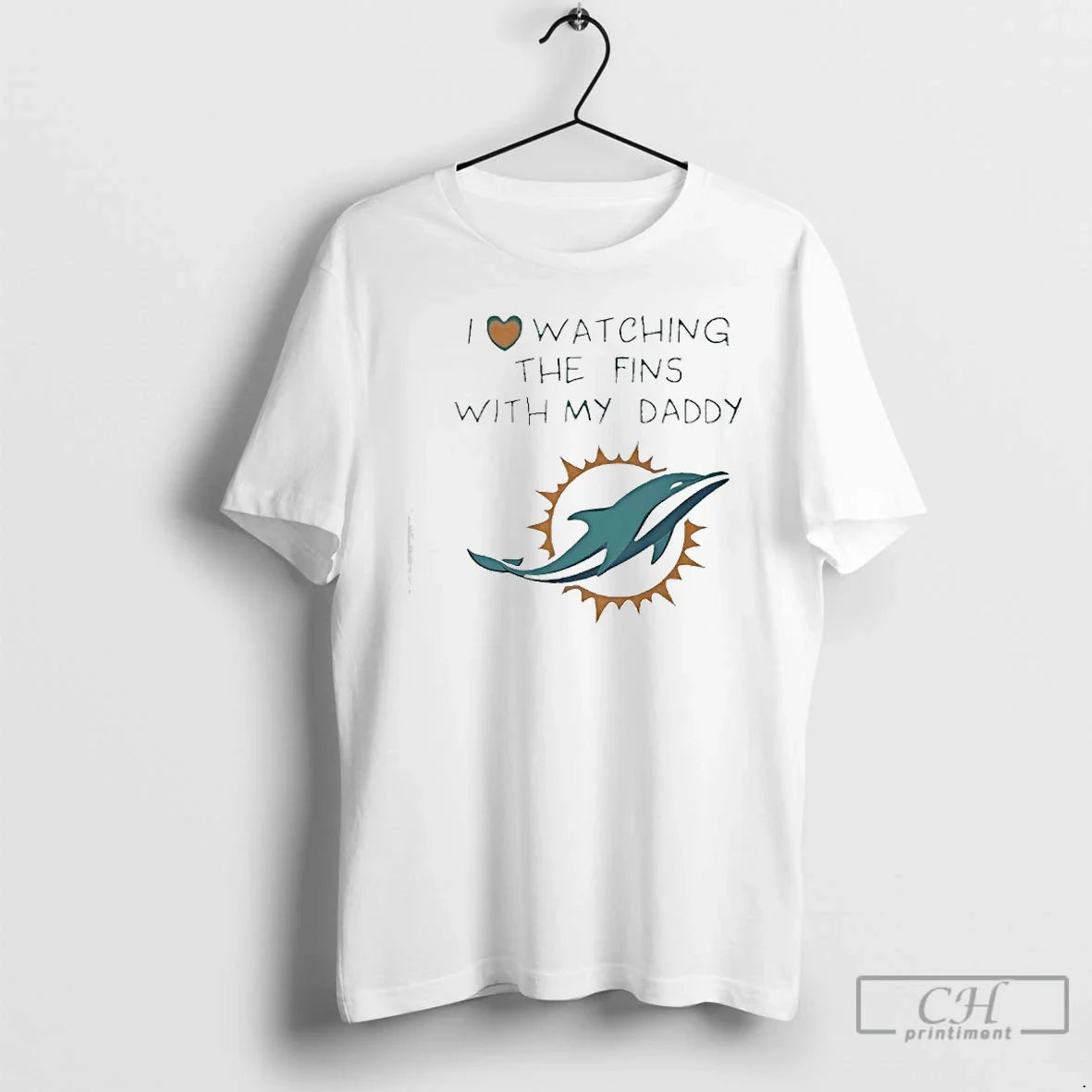 Classic Miami Dolphins Love I Watching Fins With Daddy Baby - T-Shirt, Sweatshirt, Hoodie