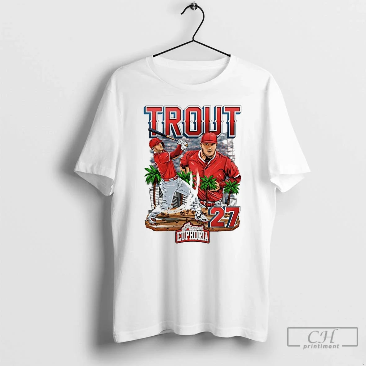 Classic Mike Trout 27 Los Angeles Angels Collage Slugger Swing Skyline Unisex T-shirt, Sweatshirt, Hoodie, Long Sleeve Tee - T-Shirt, Sweatshirt, Hoodie