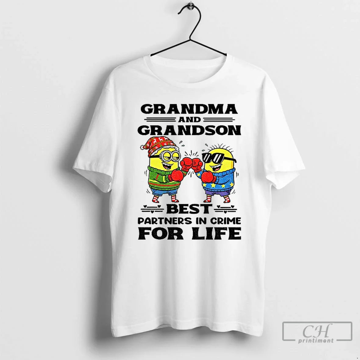 Classic Minion Grandma And Grandson Best Partners In Crime For Life Christmas T Shirts Sweater - T-Shirt, Sweatshirt, Hoodie