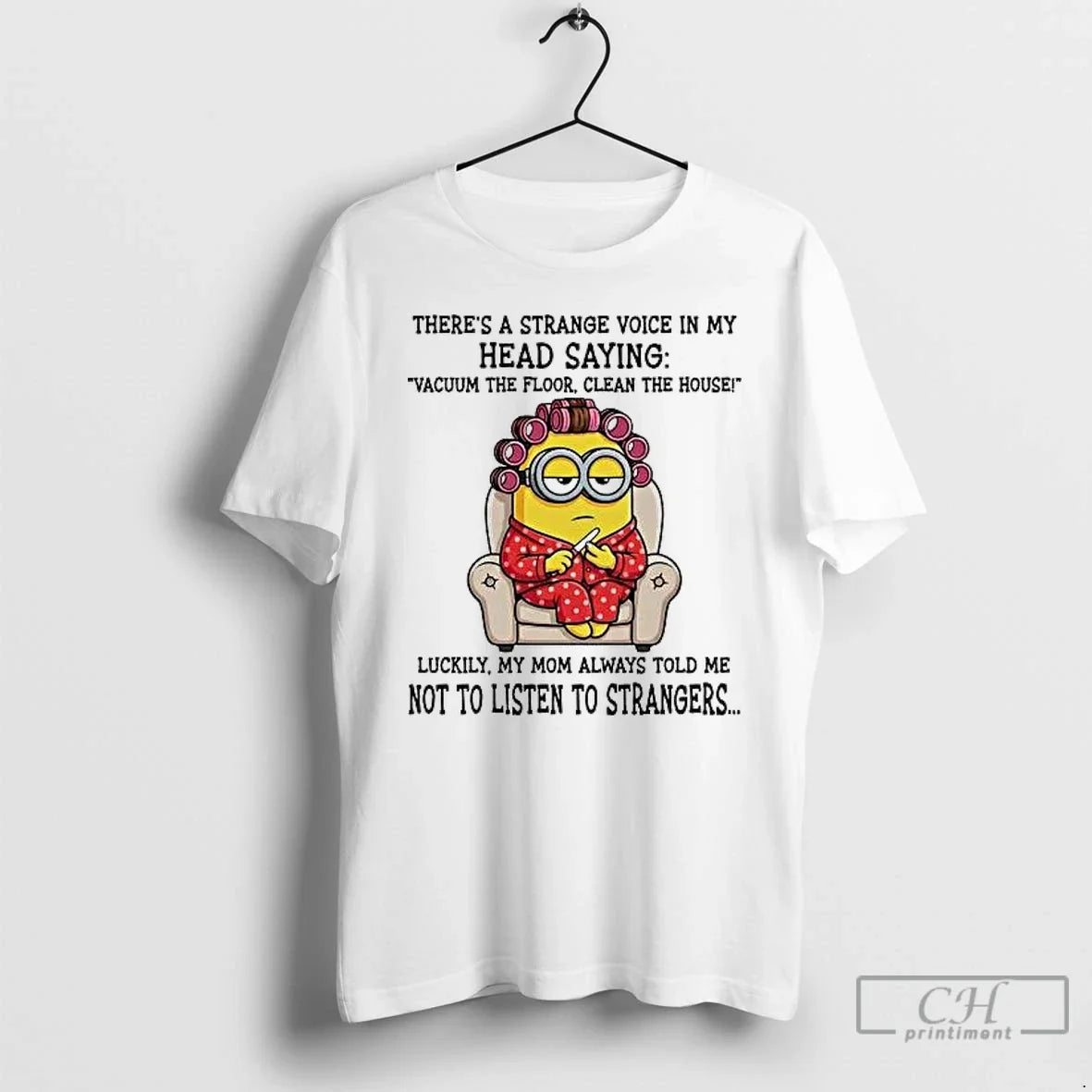 Classic Minion Theres A Strange Voice In My Head Saying Vacuum Floor Clean House - T-Shirt, Sweatshirt, Hoodie