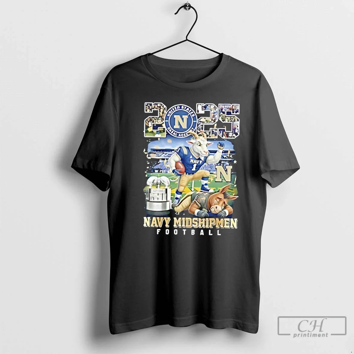 Classic Navy Midshipmen 2025 Commander In Chiefs Trophy Champions Mascot - T-Shirt, Sweatshirt, Hoodie