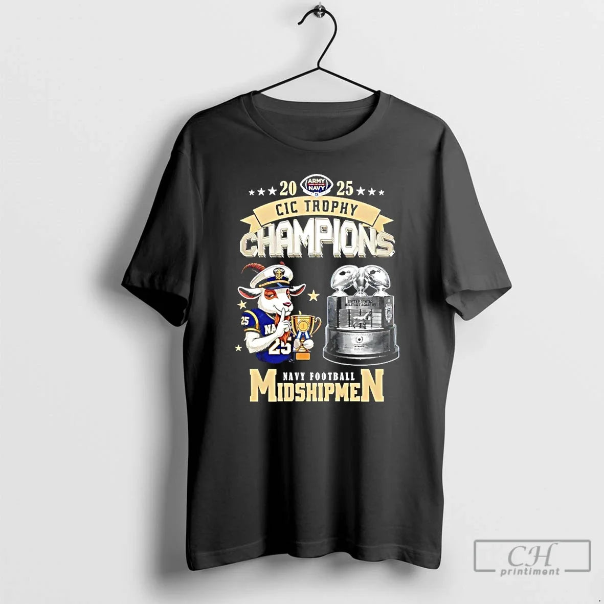 Classic Navy Midshipmen Football 2025 Cic Trophy Champions Mascot - T-Shirt, Sweatshirt, Hoodie