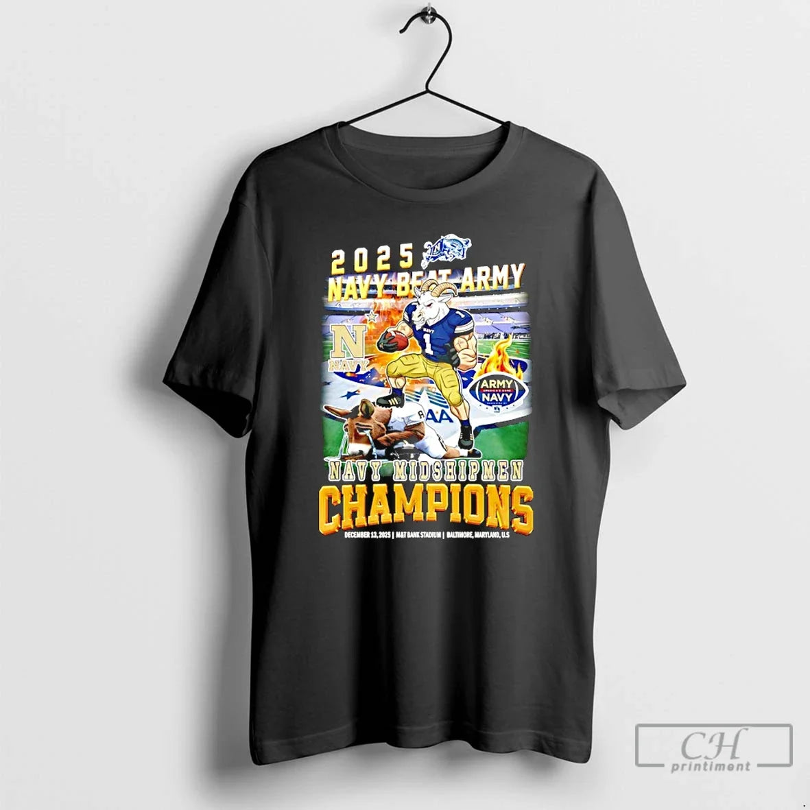 Classic Navy Midshipmen Beat Army 2025 Champions Mascot - T-Shirt, Sweatshirt, Hoodie