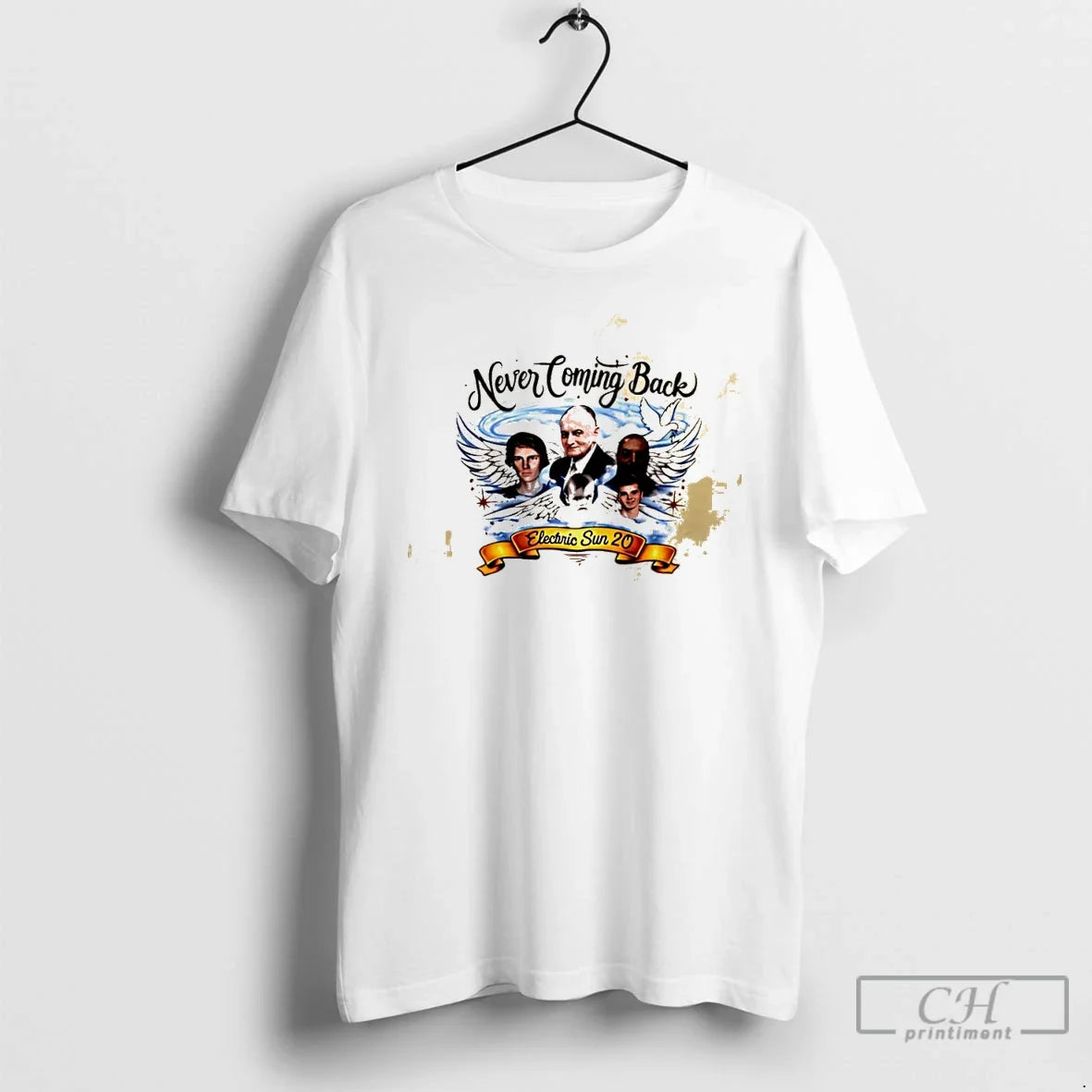 Classic Never Coming Back Electric Sun 20 Heaven Tribute With Wings And Dove T Shirts Unisex T-shirt, Sweatshirt, Hoodie, Long Sleeve Tee - T-Shirt, Sweatshirt, Hoodie