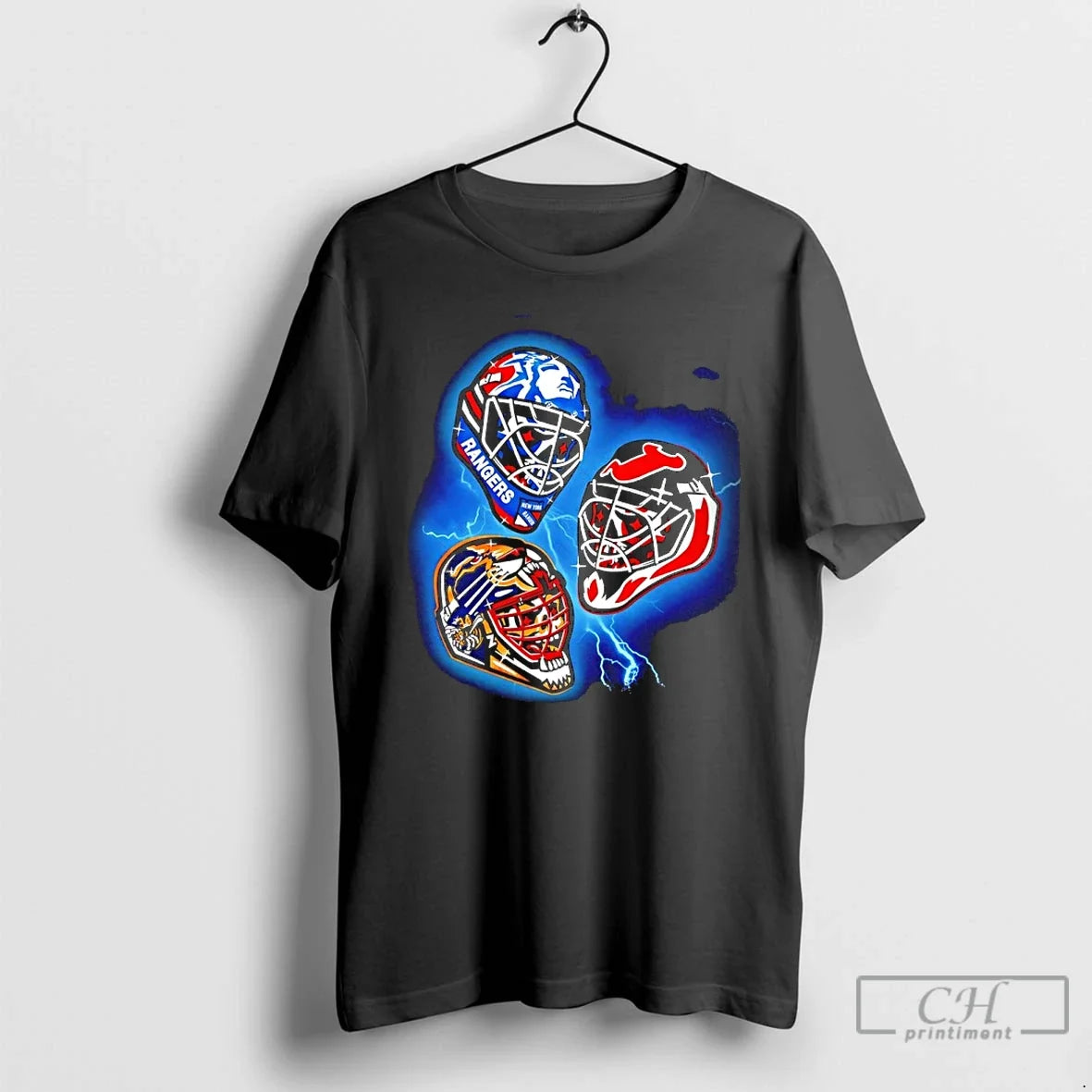 Classic New York Rangers New Jersey Devils And Boston Bruins Nhl 94 Goalie Mask Art hockey jersey product view 1