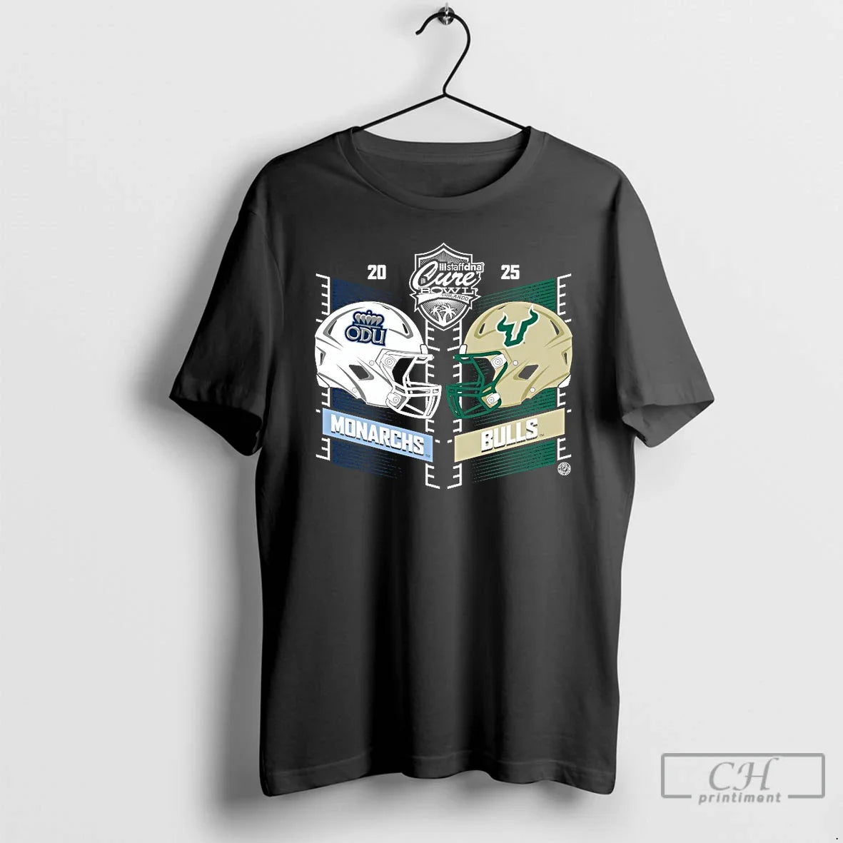 Classic Old Dominion Vs South Florida 2025 Cure Bowl Heat To Heat Helmet T Shirts - T-Shirt, Sweatshirt, Hoodie