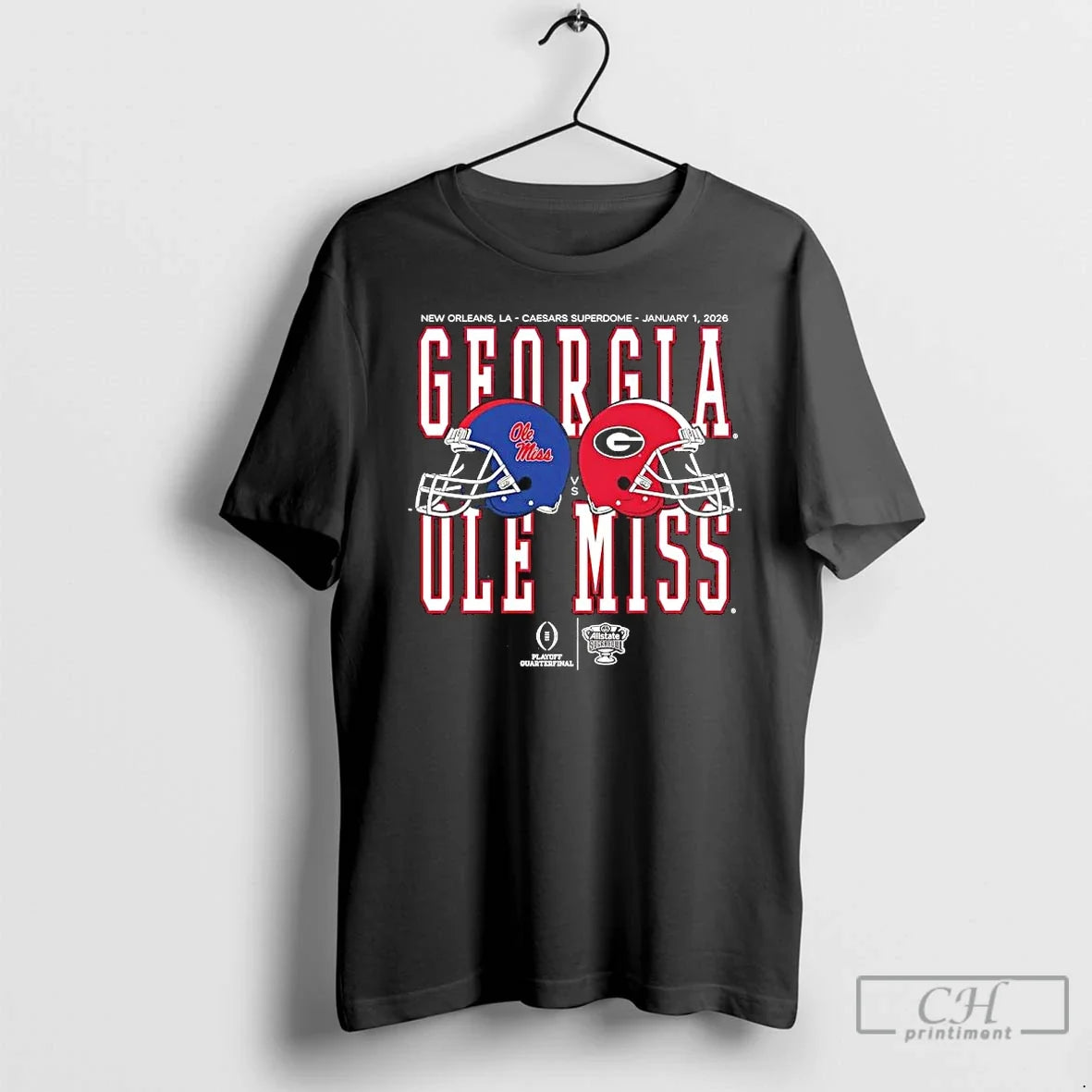 Classic Ole Miss Vs Georgia 2026 Allstate Sugar Bowl Helmet Matchup - T-Shirt, Sweatshirt, Hoodie