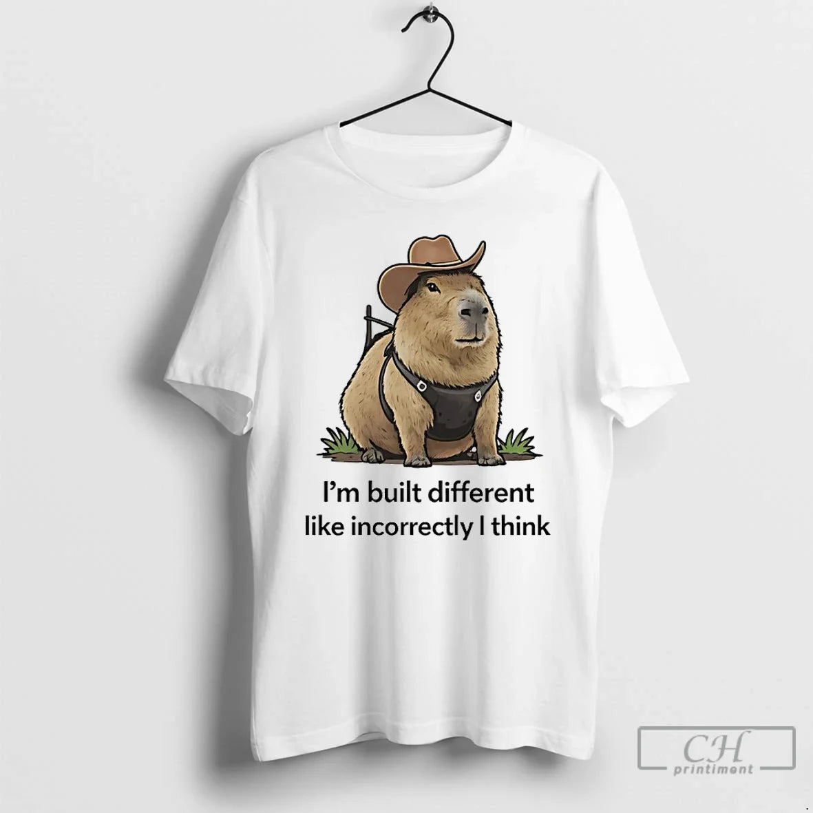 Classic Pcm5iazu Capybara Cowboy Hat Im Built Different Like Incorrectly I Think T Shirts Sweater - T-Shirt, Sweatshirt, Hoodie