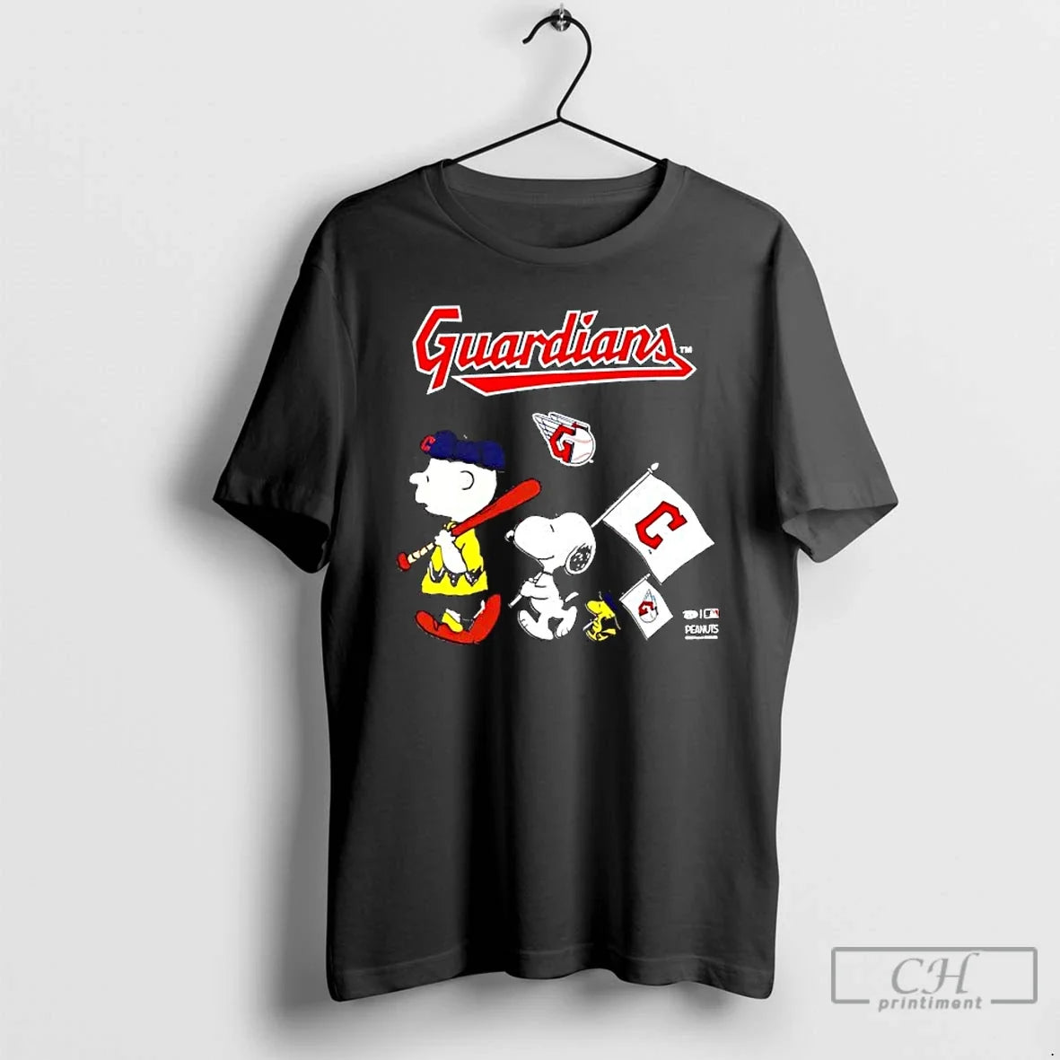 Classic Peanuts Chracters Flag With Cleveland Guardians - T-Shirt, Sweatshirt, Hoodie