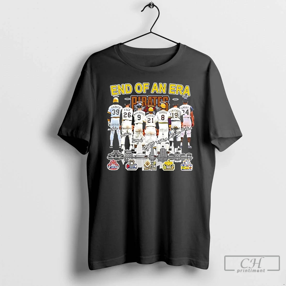 Classic Pittsburgh Pirates Baseball End Of And Era 5x World Series Signatures T Shirts Sweater - T-Shirt, Sweatshirt, Hoodie
