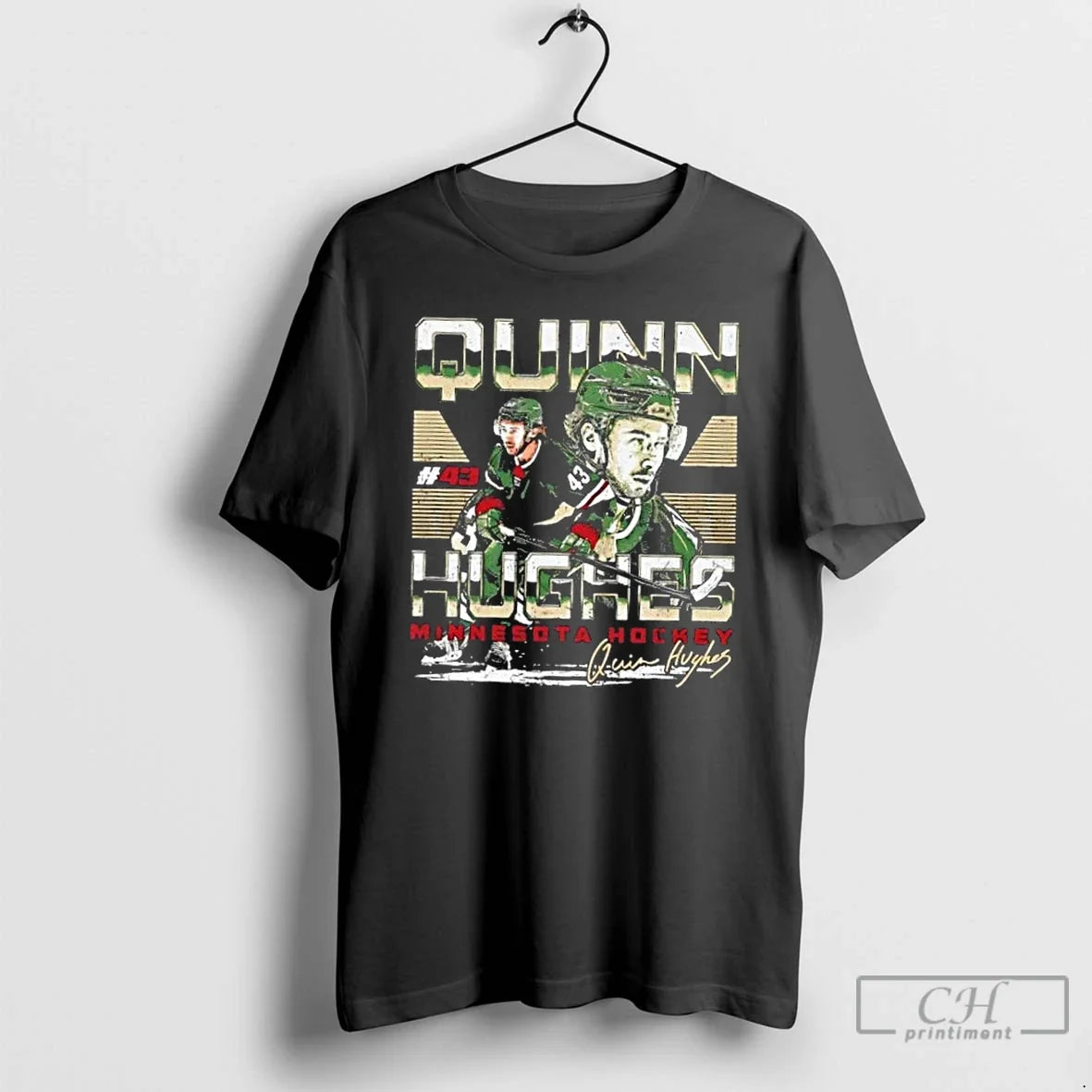 Classic Quinn Hughes Minnesota Wild Dual Signature - T-Shirt, Sweatshirt, Hoodie