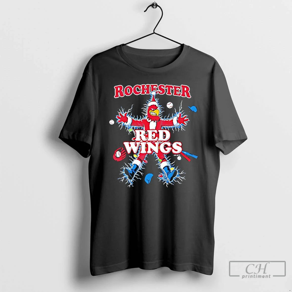 Classic Rochester Red Wings The Holiday Christmas Mascot - T-Shirt, Sweatshirt, Hoodie
