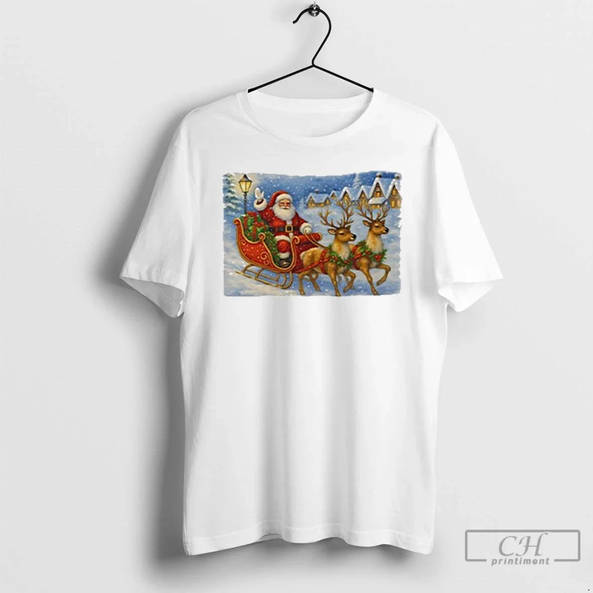 Classic Santa Sleigh Reindeer Christmas - T-Shirt, Sweatshirt, Hoodie