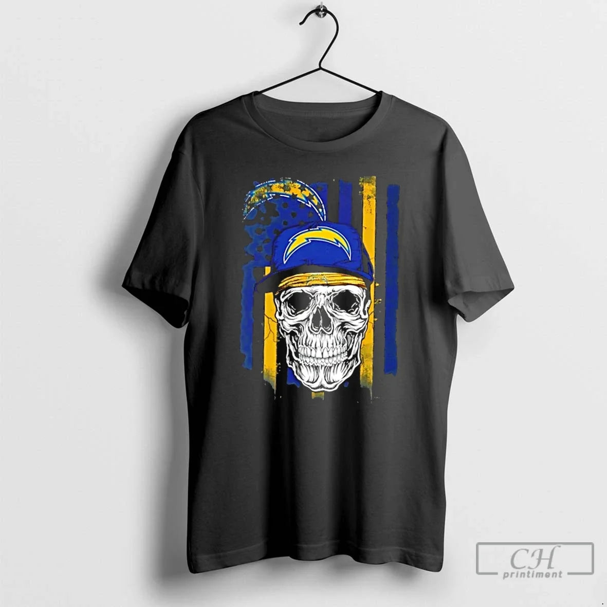 Classic Skull Wearing A Cap Los Angeles Chargers Us Flag - T-Shirt, Sweatshirt, Hoodie