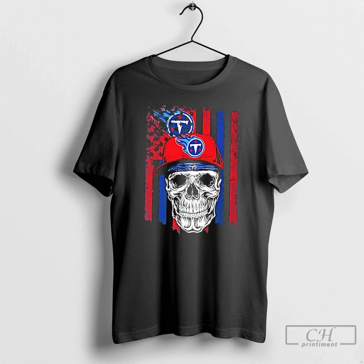 Classic Skull Wearing A Cap Tennessee Titans Us Flag - T-Shirt, Sweatshirt, Hoodie