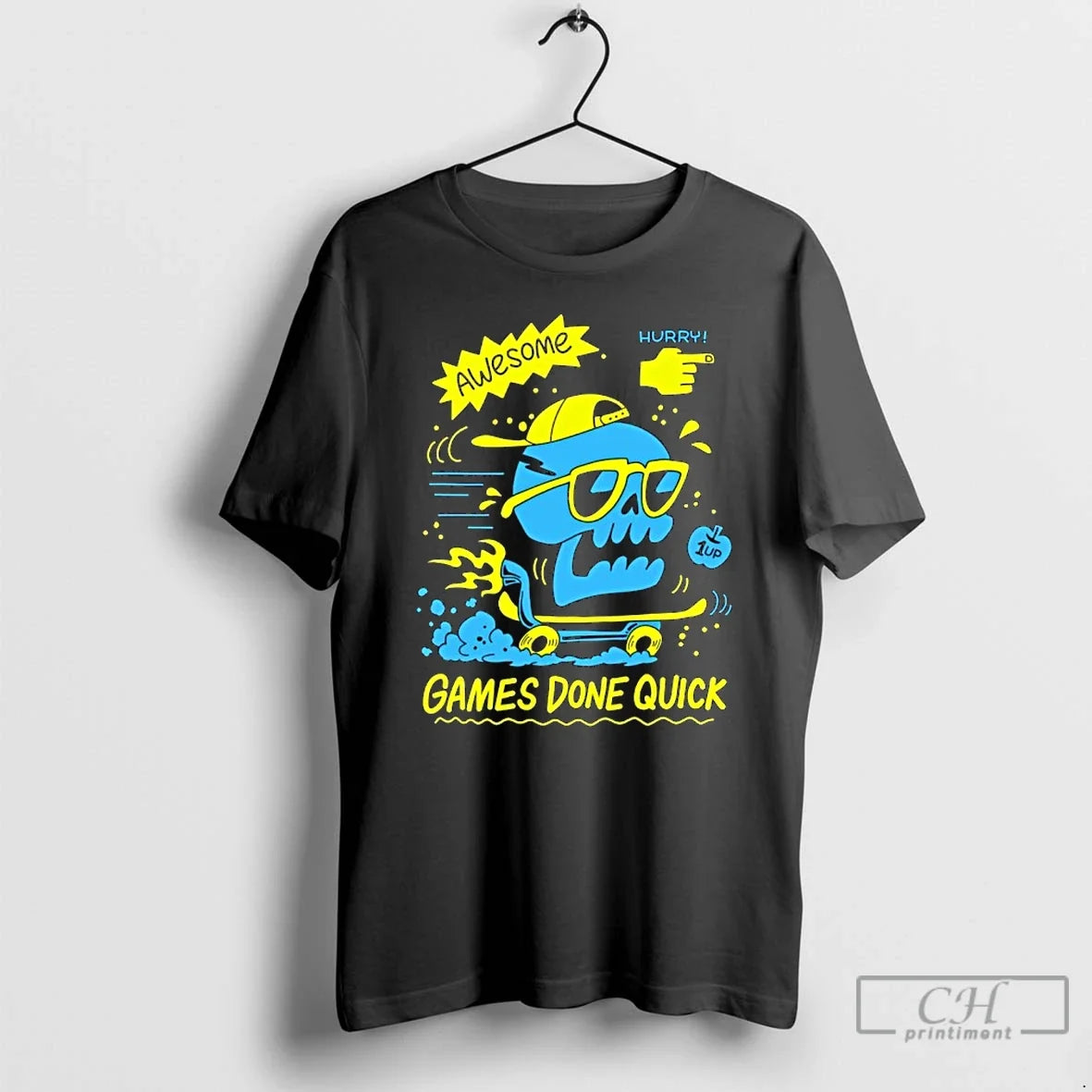Classic Skull Awesome Hurry Games Done Quick - T-Shirt, Sweatshirt, Hoodie