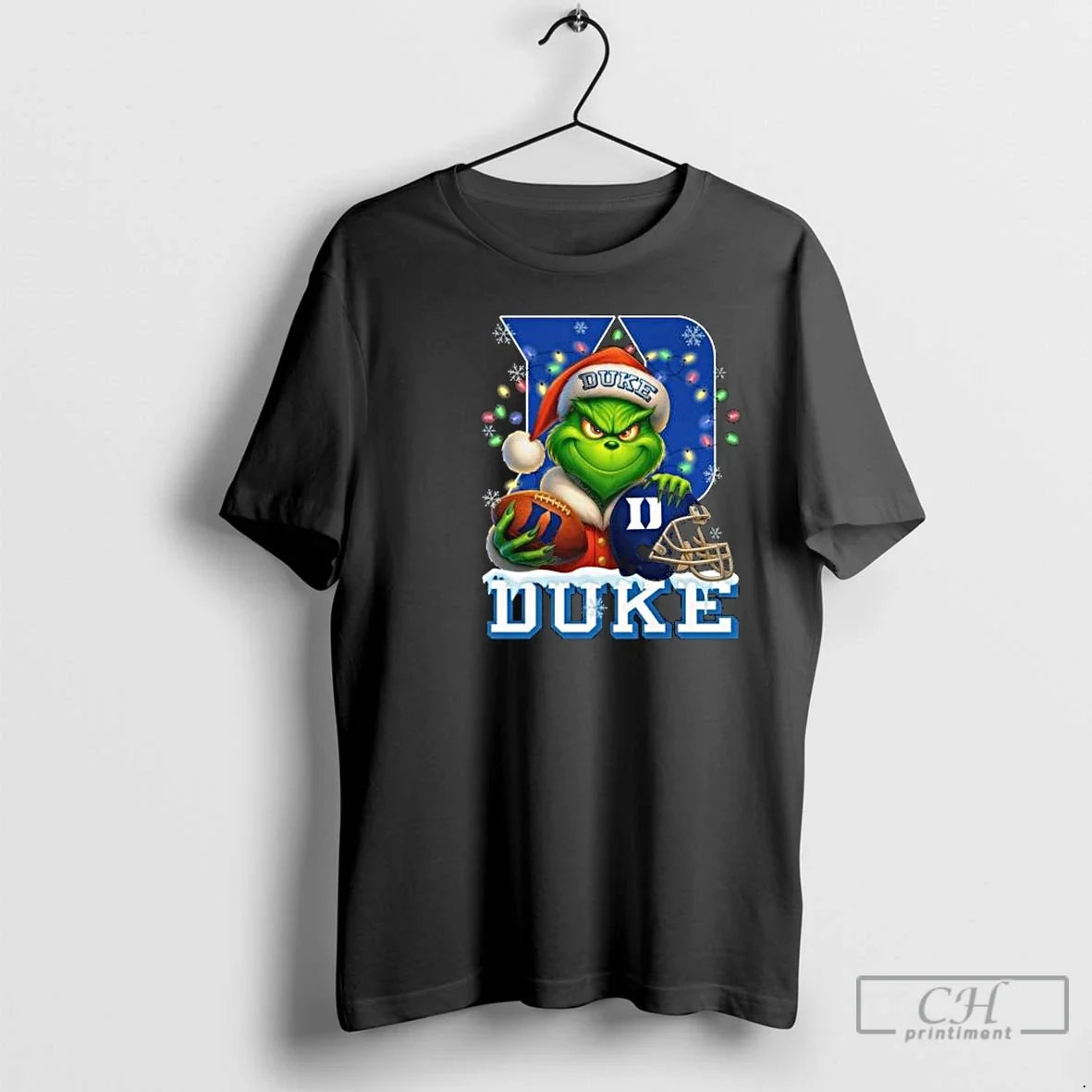 Classic The Grinch X Ball And Helmet Duke Blue Devil Merry Christmas 2025 Circle Black - T-Shirt, Sweatshirt, Hoodie