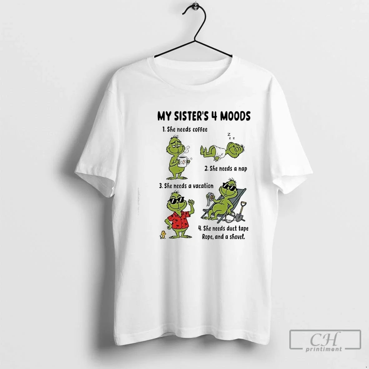 Classic The Grinch Needs Coffee A Nap Vacation Duct Tape Rope And A Shovel - T-Shirt, Sweatshirt, Hoodie