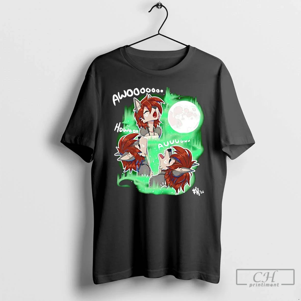 Classic The Wolf And Moon Awoo Anime Unisex T-shirt, Sweatshirt, Hoodie, Long Sleeve Tee - T-Shirt, Sweatshirt, Hoodie