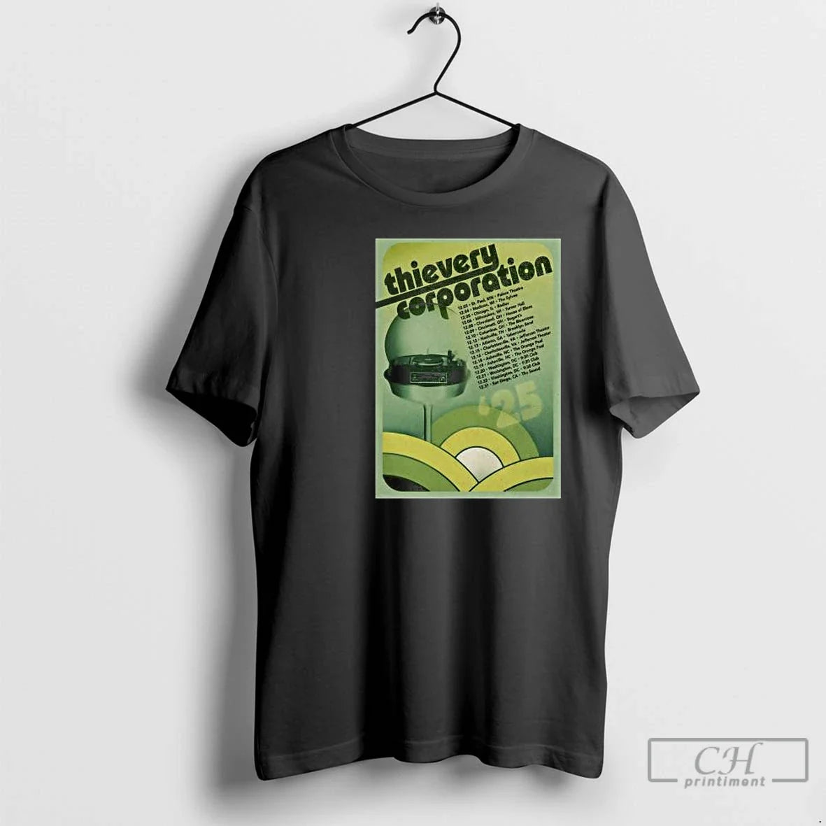 Classic Thievery Corporation December 2025 Shows Circle Black - T-Shirt, Sweatshirt, Hoodie