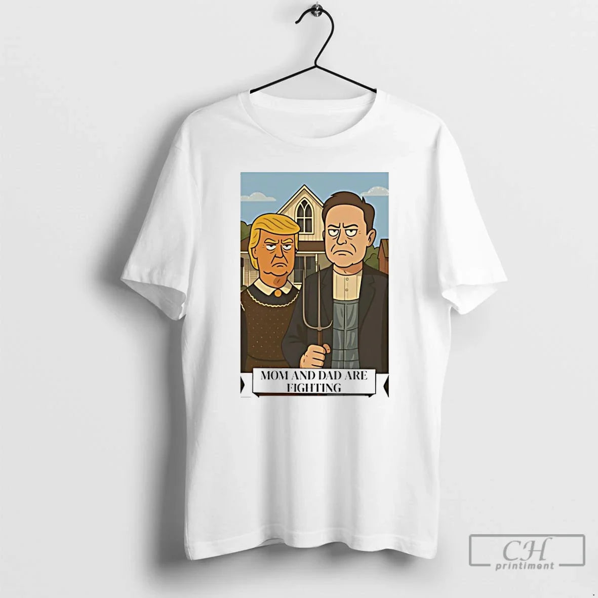 Classic Trump And Elon Musk Mom And Dad Are Fighting Cartoon Unisex T-shirt, Sweatshirt, Hoodie, Long Sleeve Tee - T-Shirt, Sweatshirt, Hoodie