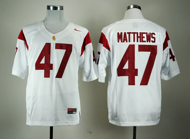 Clay Matthews 47 White College Football Jersey football jersey product view 1