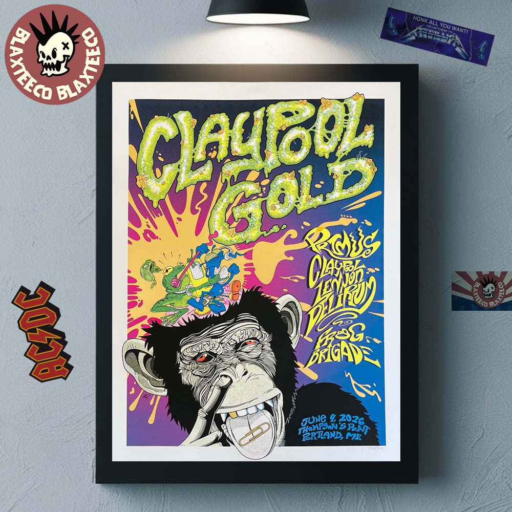 Claypool Gold Primus Claypool Lennon Delirium And Frog Brigade Portland Maine 2026 Event Poster At Thompsons Point On June 9 2026 Decor Poster Canvas - T-Shirt, Sweatshirt, Hoodie