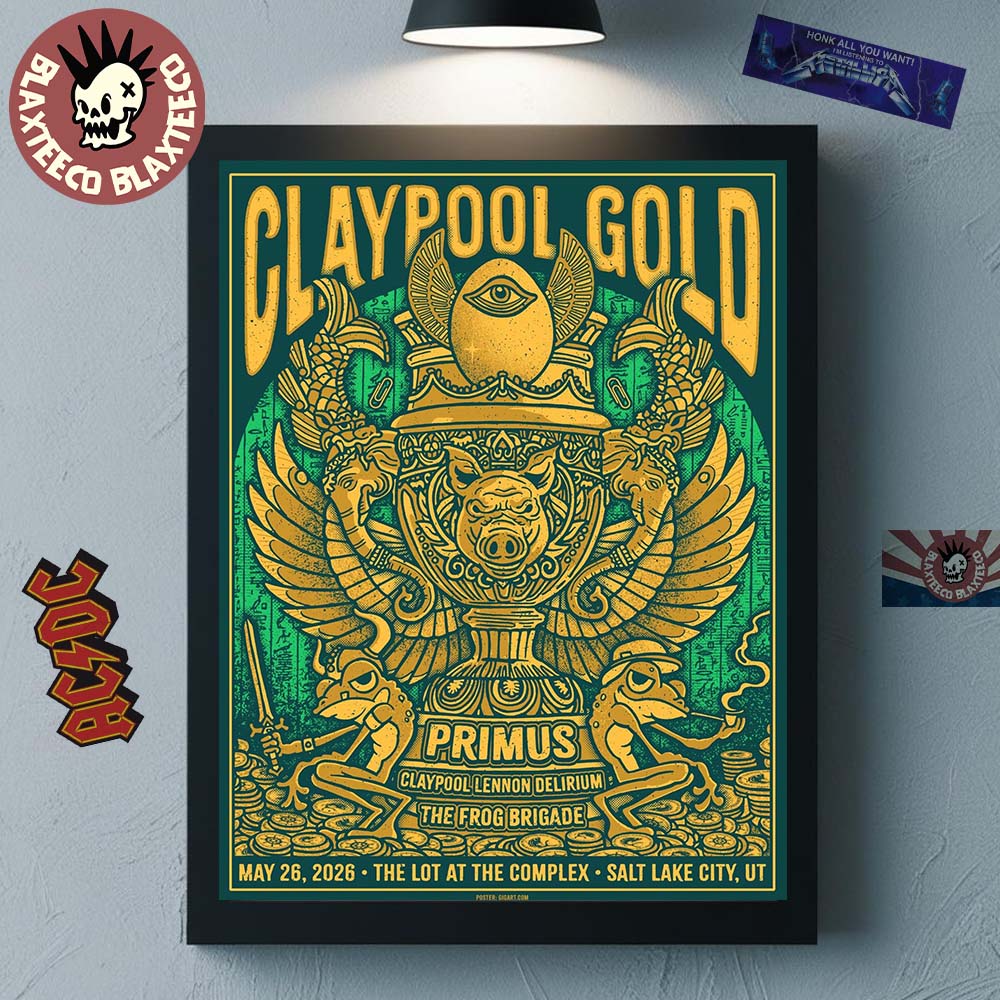 Claypool Gold Primus Claypool Lennon Delirium And The Frog Brigade Salt Lake City Utah 2026 Event Poster At The Lot At The Complex On May 26 2026 Poster Canvas - T-Shirt, Sweatshirt, Hoodie