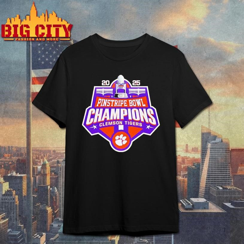 Clemson Tigers 2025 Pinstripe Bowl Champions logo shirt Unisex T-shirt, Sweatshirt, Hoodie, Long Sleeve Tee - T-Shirt, Sweatshirt, Hoodie