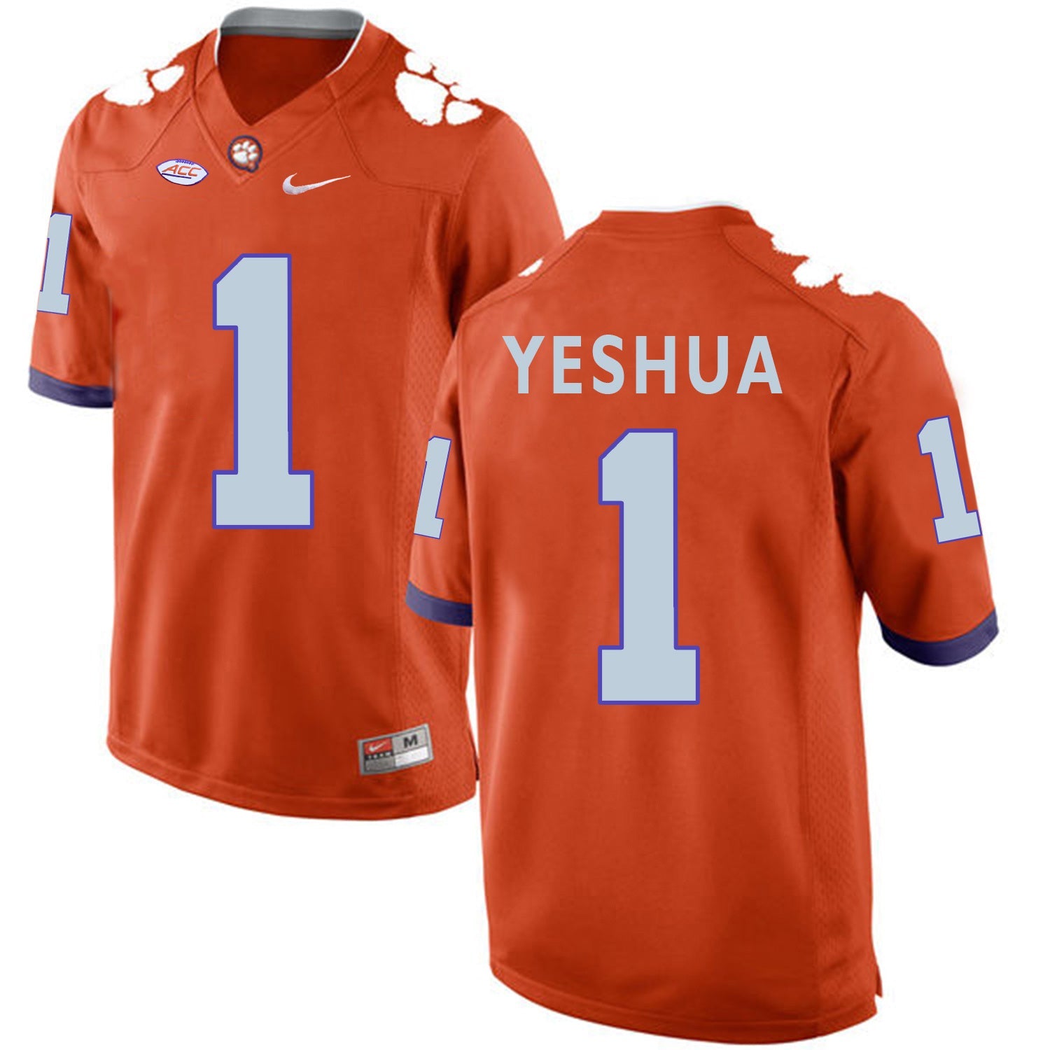 Clemson Tigers YESHUA 1 Orange College Football Jersey football jersey product view 1