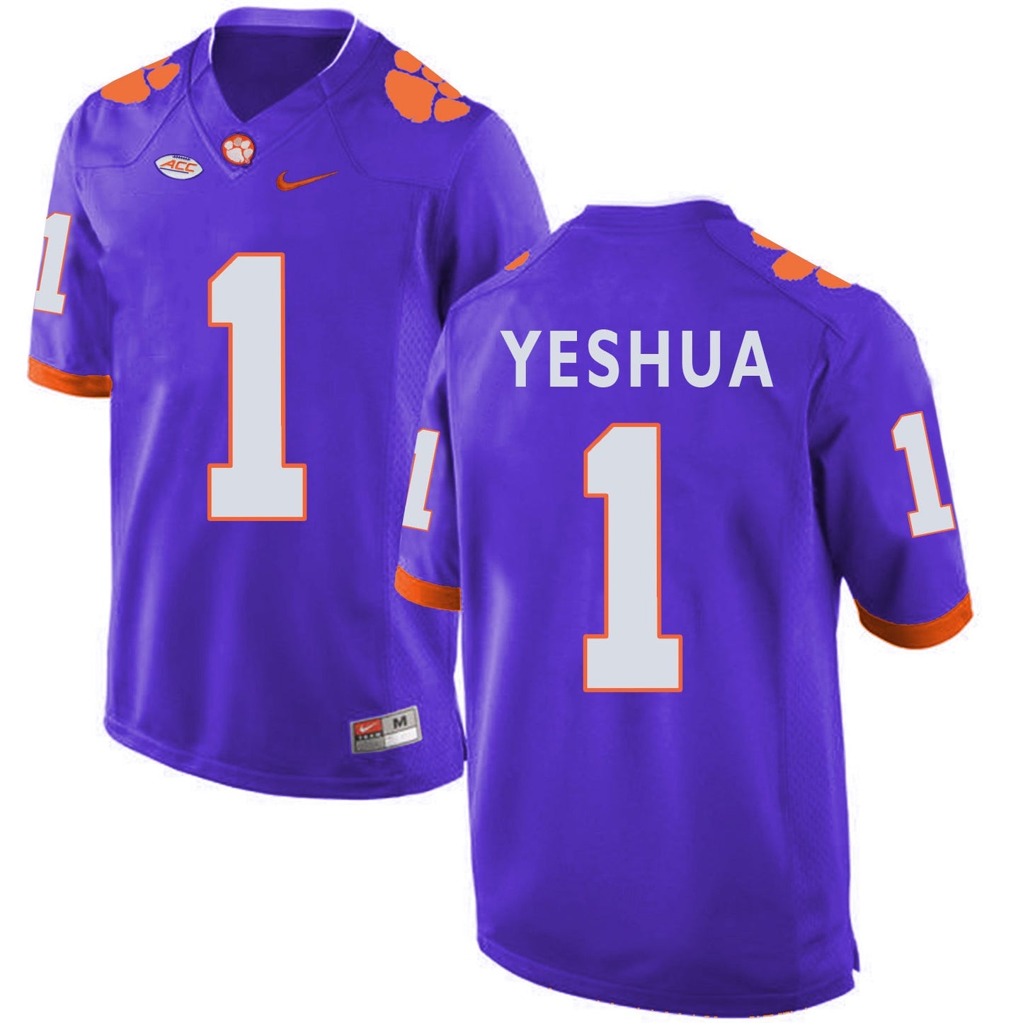 Clemson Tigers YESHUA 1 Purple College Football Jersey football jersey product view 1
