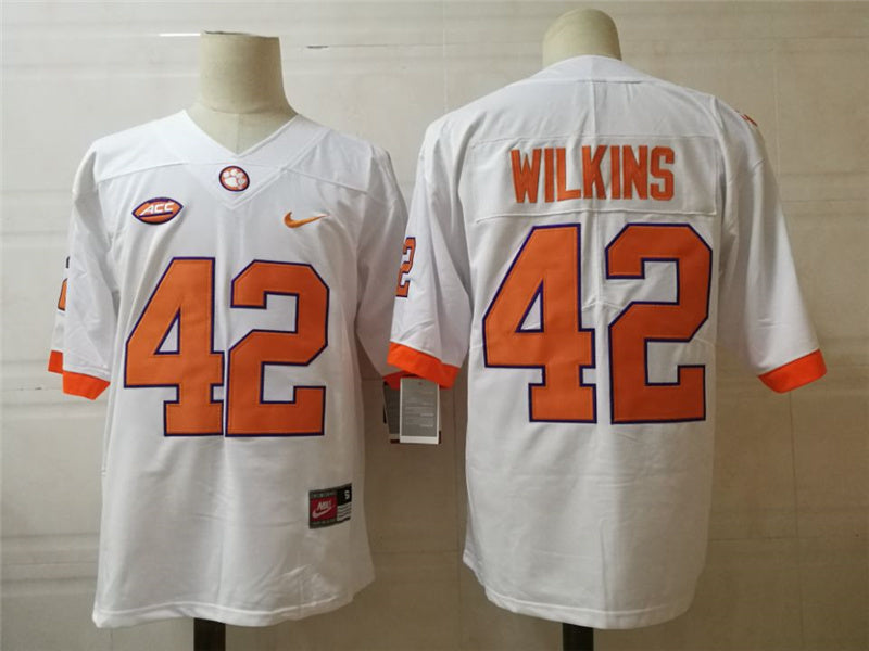Clemson Tigers #42 Wilkins Tigers Style 1 College Football Jersey football jersey product view 1
