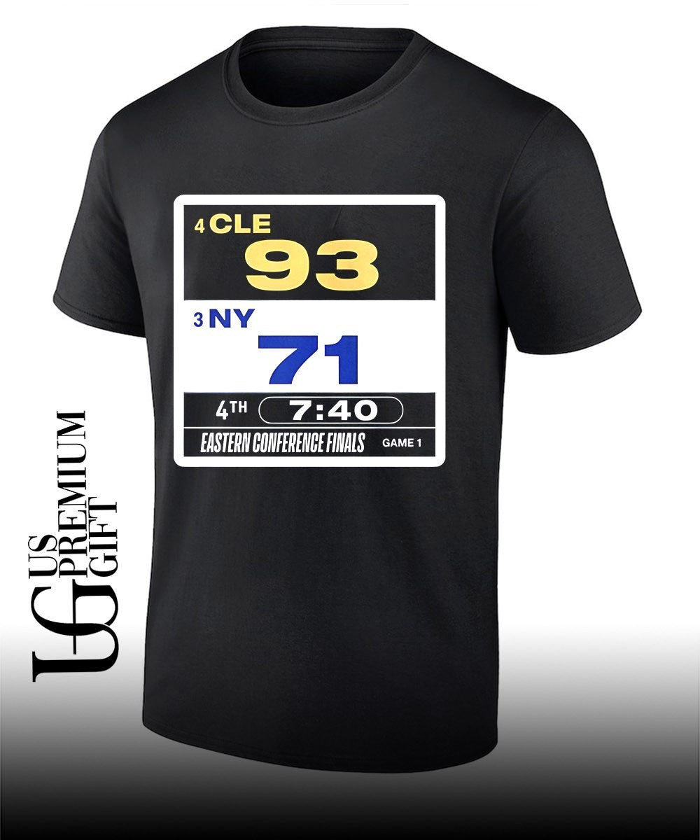 Cleveland 93  71 New York score Eastern Conference Finals shirt Unisex T-shirt, Sweatshirt, Hoodie, Long Sleeve Tee - T-Shirt, Sweatshirt, Hoodie